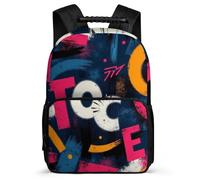 TPISLI Zaino Scolastico Graffiti per Bambino 6-10 Anni Borsa Scuola Colourful Primaria Daypack, Resistente Leggero Dettagli in Feltro Natale Scuola