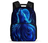 TPISLI Zaino Scolastico Howling Wolves per Ragazzo Ragazza Classe 3-5 Cartella Scolastica Animal Wolf 7-11 Anni Bookbag, Dettagli in Feltro Tasche Laterali Viaggio Uso Quotidiano
