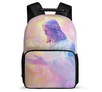 TPISLI Zaino Scolastico Jesus Christian Pattern per Ragazzo Ragazza 6-11 Anni Zaino Scuola Jesus Design Classe 1-3 Backpack, Tessuto 1680D Tasche Laterali Gite Brevi