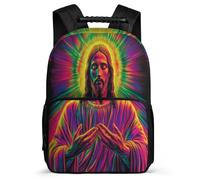 TPISLI Zaino Scolastico Jesus Motif per Bambini Classe 2-4 Borsa Scuola Jesus Christian Pattern 7-12 Anni Bookbag, Dettagli in Feltro Tessuto 1680D Ritorno a Scuola