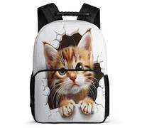 TPISLI Zaino Scolastico Kitten 3D Pattern Ragazzo Ragazza 6-11 Anni Zainetto Kawaii Cat Classe 2-4 Daypack, Tasche Laterali Manico Robusto Regalo Compleanno