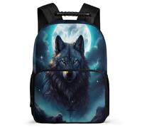 TPISLI Zaino Scolastico Moon Wolves Classe 1-3 per Bambina Zaino Scuola Wolf 7-11 Anni Daypack, Dettagli in Feltro Resistente Leggero Viaggio Uso Quotidiano