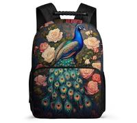 TPISLI Zaino Scolastico Peacock per Bambini 5-10 Anni, Zaino Scuola Animal Peacock Borsa Scolastica, Backpack, Tessuto 1680D, Dettagli in Feltro, Manico Robusto