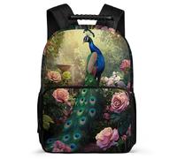 TPISLI Zaino Scolastico Peacock per Bambino 8-12 Anni Borsa Scolastica Animal Elementare Backpack, Manico Robusto Tessuto 1680D Viaggio Uso Quotidiano