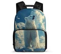TPISLI Zaino Scolastico Polar Bear Pattern per Ragazzo Ragazza 6-11 Anni Zainetto Animal Illustration Classe 2-4 School Bag, Tasche Laterali Tessuto 1680D Tempo Libero