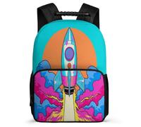TPISLI Zaino Scolastico Space Rocket per Ragazzo Ragazza Scuola Primaria Borsa Scuola Space Ship 6-11 Anni School Bag, Tessuto 1680D Schienale Imbottito Viaggio Uso Quotidiano