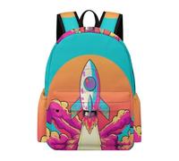 TPISLI Zaino Scolastico Space Rocket Ragazzi Classe 7-8 Borsa Scolastica Space Ship Ragazze Media Cartella Scolastica Studenti School Bag, Gite Tempo Libero Uso Quotidiano