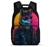 TPISLI Zaino Scolastico Wolf Design per Ragazzi Ragazze 8-12 Anni Zainetto Cool Wolve Print Primaria School Bag, Schienale Imbottito Dettagli in Feltro Viaggio Uso Quotidiano