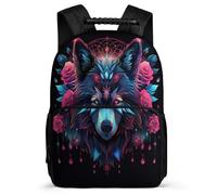 TPISLI Zaino Scolastico Wolf Rose per Bambino Bambina 8-12 Anni Borsa Scuola Wolves Print Classe 3-5 School Bag, Schienale Imbottito Manico Robusto Viaggio Uso Quotidiano