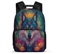 TPISLI Zaino Scolastico Wolve Design per Bambino Bambina Classe 2-4 Borsa Scuola Animal Wolf Print 6-11 Anni School Bag, Dettagli in Feltro Tessuto 1680D Gite Brevi
