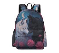 TPISLI Zaino Scolastico Wolves Roses Scuola Media Studenti Borsa Scolastica Wolf Design 13 Anni Studentesse Cartella Scolastica Leggera, Backpack per Viaggio Gita e Uso Quotidiano