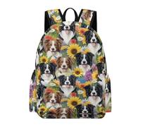TPISLI Zaino Scuola Border Collie Bambini 7-11 Anni Borsa Scuola Cute Dogs Bambina 8 Anni Backpack Moderno Leggero Sport Outdoor Uso Quotidiano Tempo Libero Outdoor