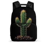 TPISLI Zaino Scuola Cactus Print per Bambino Classe 2-4 Borsa Scolastica Plants Cacti Motif 5-10 Anni School Bag, Schienale Imbottito Dettagli in Feltro Gite Brevi