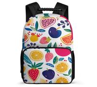 TPISLI Zaino Scuola Colourful Fruits Classe 3-5 per Studenti, Zainetto Fruit Pattern Borsa Scolastica, School Bag, Tessuto 1680D, Dettagli in Feltro, Manico Robusto