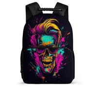 TPISLI Zaino Scuola Colourful Skull Classe 2-4 per Bambini, Zainetto Skeleton Design Borsa Scolastica, Backpack, Resistente, Tasche Laterali, Viaggio Uso Quotidiano