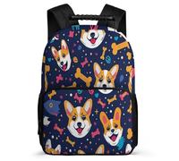 TPISLI Zaino Scuola Corgi Dog Pattern Elementare per Ragazzo Ragazza Zaino Scuola Cute Puppy 8-12 Anni Backpack, Schienale Imbottito Tessuto 1680D Regalo Compleanno