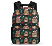 TPISLI Zaino Scuola Cute Capybara per Bambino 8-12 Anni Zaino Scuola Christmas Theme Elementare Backpack, Schienale Imbottito Manico Robusto Viaggio Uso Quotidiano