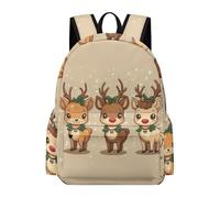 TPISLI Zaino Scuola Cute Reindeer Classe 3-5 Ragazza Ragazzo Borsa Scuola Deer Pattern 8-11 Anni Cartella Scolastica per Lezioni, Book Bag per Gita Escursione e Uso Quotidiano