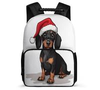 TPISLI Zaino Scuola Dachshund Dog per Bambino 8-12 Anni Zaino Scuola Christmas Theme Puppy Elementare Backpack, Schienale Imbottito Manico Robusto Viaggio Uso Quotidiano