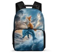 TPISLI Zaino Scuola Dolphin Cat Design Bambini 7-12 Anni, Zaino Scolastico Sea Creature Zainetto, Backpack, Resistente, Tasche Laterali, Viaggio Uso Quotidiano