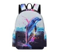 TPISLI Zaino Scuola Dolphin Pattern Studenti 9-13 Anni Borsa Scuola Sea Creature Studentesse Scolari Cartella Scolastica Resistente, Daypack per Gita Escursione e Uso Quotidiano