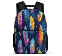 TPISLI Zaino Scuola Feather Print Zainetti Per Prima Media Ragazzi Adolescenti Grandi Zaini Colourful Ragazze Cartelle Zaino Per 8-16 Anni Zaini Scuola