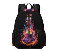 TPISLI Zaino Scuola Guitar Print 7-11 Anni Ragazzi Borsa Scuola Singer Music Lover Ragazze Elementare Cartella Leggera Capiente, School Backpack per Tempo Libero Escursione e Sport