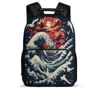 TPISLI Zaino Scuola Japanese Style Waves Classe 2-4 per Studenti Borsa Scolastica Waves 6-11 Anni Daypack, Manico Robusto Resistente Leggero Ritorno a Scuola