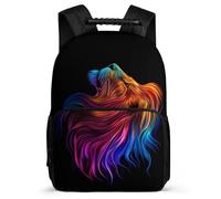 TPISLI Zaino Scuola Lion Print per Bambino Classe 2-4 Borsa Scolastica Animal Pattern 5-10 Anni School Bag, Schienale Imbottito Dettagli in Feltro Gite Brevi