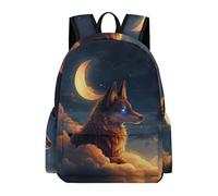 TPISLI Zaino Scuola Moon Wolf Bambina 9 Anni Borsa Scolastica Wolves Moon Bambini Classe 3-5 Cartella Scolastica Elementare School Bag, Tempo Libero Outdoor Uso Quotidiano