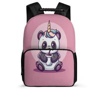 TPISLI Zaino Scuola Panda Bambini 6-11 Anni Borsa Scolastica Animal Panda Pink Classe 2-4 Daypack, Manico Robusto Dettagli in Feltro Viaggio Uso Quotidiano