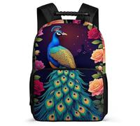 TPISLI Zaino Scuola Peacock Bambini Bambine 6-11 Anni Zaino Scuola Animal Peacock Classe 2-4 Backpack, Tessuto 1680D Schienale Imbottito Tempo Libero