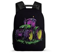 TPISLI Zaino Scuola Tractor per Bambino Classe 2-4 Borsa Scolastica Car Pattern 5-10 Anni School Bag, Schienale Imbottito Dettagli in Feltro Gite Brevi