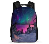 TPISLI Zaino Snow Scene Elementare per Bambini Cartella Scolastica Beautiful Aurora 7-11 Anni School Bag, Resistente Leggero Schienale Imbottito Gite Brevi