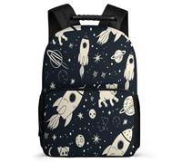 TPISLI Zaino Space Rocket Dog Classe 1-3 per Ragazzi Ragazze Cartella Scolastica Planets 6-11 Anni Daypack, Resistente Leggero Schienale Imbottito Tempo Libero