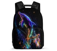 TPISLI Zaino Whale Illustration Classe 1-3 per Bambini Bambine Zainetto Sea Creature 7-11 Anni School Bag, Dettagli in Feltro Tasche Laterali Viaggio Uso Quotidiano