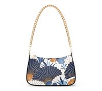 tplaotee A forma di ventaglio Floreale Modello Bianco Blu Art Deco Style catena alla moda crossbody borsa a tracolla borse a mano per l'autunno