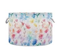 tplaotee Acquerello Art Flowers Rosso Blu Cesto portaoggetti pieghevole e impermeabile con manico robusto roba stoccaggio per camera da letto negozio rv