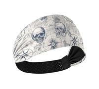 tplaotee Adventures Of The Black and White Skull Moisture Wicking Fasce da allenamento per le donne Fasce elastiche per il sudore per corsa, corsa, pallavolo, lavaggio viso