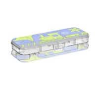 tplaotee Animal Manta Ray Fluorescente Treno Verde Progettato Scatola di Matita di Plastica Trasparente Doppio Deck Matita Contenitori Per Cancelleria Con Coperchio A Scatto