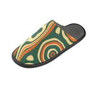 tplaotee Arancione Verde Modello Astratto Linee Calde Donne Pantofole Pantofole Per Interno con Memory Foam Per Casa, Camera Da Letto, Arancione Verde Modello Astratto Linee, 39.5/40 EU