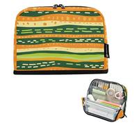 tplaotee Arancione Verde Motivo A Righe Doodle Art Matita Sacchetto di Grande Capacità Penna Caso di Cancelleria Portatile Sacchetto per Adolescenti Preppy School bolsa de maquillaje para mujer