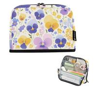 tplaotee Arancione Viola Viole Del Pensiero Fiori Astucci di Grande Capacità Trucco Sacchetti di Trucco Ad Alta Capacità Organizzatore di Cancelleria per Ragazze Scuola Must Haves cartucheras