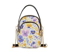 tplaotee Arancione Viola Viole Del Pensies Fiori alla moda piccole borse a tracolla per le donne con multi tasche borse per regali di compleanno
