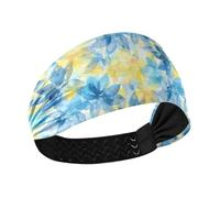 tplaotee Astratto Acquerello Fiore Giallo Limone Azzurro Traspirante Fasce Elastico per il Sudore per Ciclismo Allenamenti Calcio Pallavolo