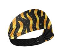 tplaotee Astratto Oro Onda Lines Nero Traspirante Palestra Fascia elastica per il sudore per Corsa Palestra Calcio basket