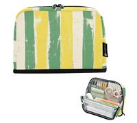 tplaotee Astuccio per matite con motivo a righe giallo limone verde grande capacità borse per penne scatola organizer sottile per adolescenti scuola preppy cartuchera para lapices nina grandes