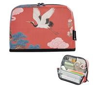tplaotee Astuccio per matite giapponese con nuvola rossa e gru, grande capacità, con cerniera, portapenne per ragazze adolescenti, scuola media estuche para lapices
