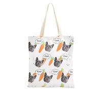 tplaotee Avatar di animali domestici personalizzati su borsa di tela borsa di tela tote bag con tasche Bulk Canvas Tote Bags Per Amiche Femminili Plain Cartoon Bianco Carino Coniglietto e Carota