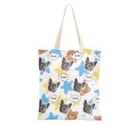 tplaotee Avatar di animali domestici personalizzati su borse di tela di tela borse di tela con manici Tote Bags Bulk Per Amiche Femminili Pianura Cantoon Blu Giallo Stelle Cute Bears